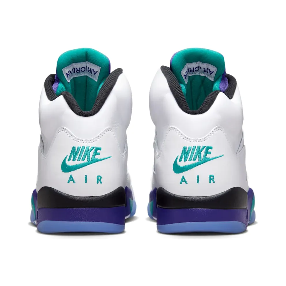 Jordan Air 5, White HQ7978-100 – “White / Grape Ice-new Emerald”