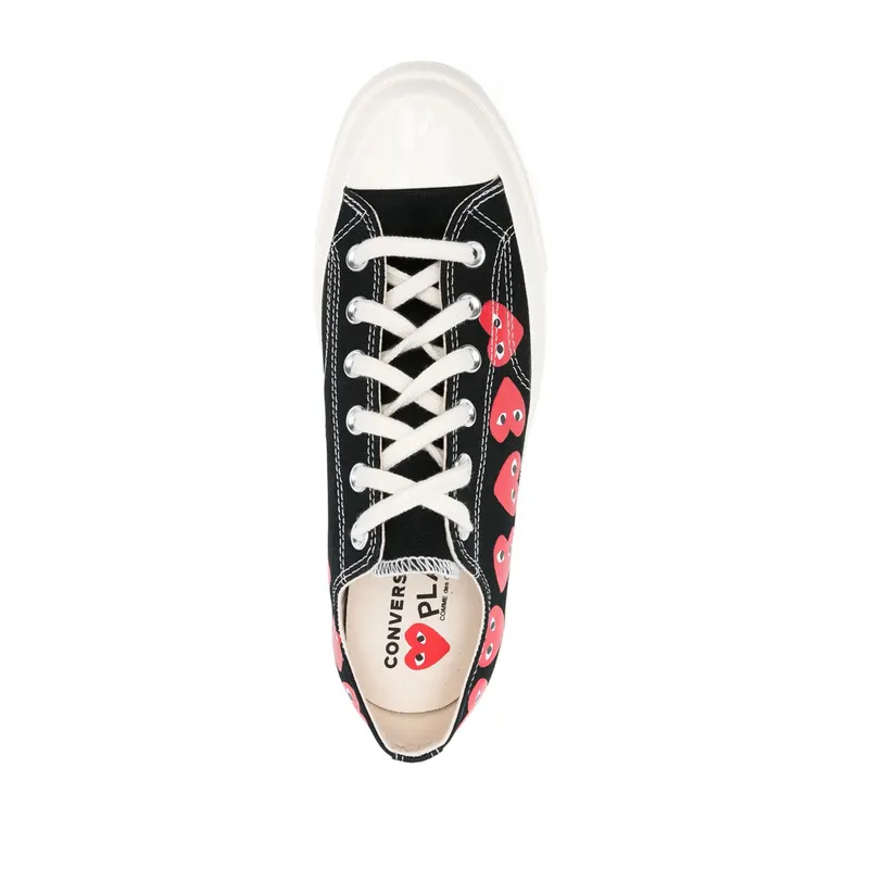 Converse X Comme Des GarÇons Play X Converse Chuck 70 Low Multi Heart “Black/Red” (AZ-K126-001 BLACK)