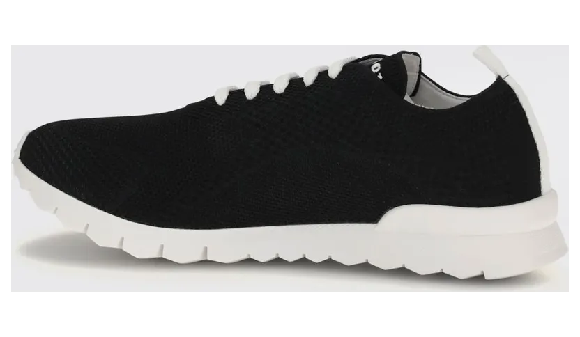 Kiton Low Top Sneakers in Stretch Cotton Knit with Lettering Logo Black (USSFITSN0080903NERO) (2)