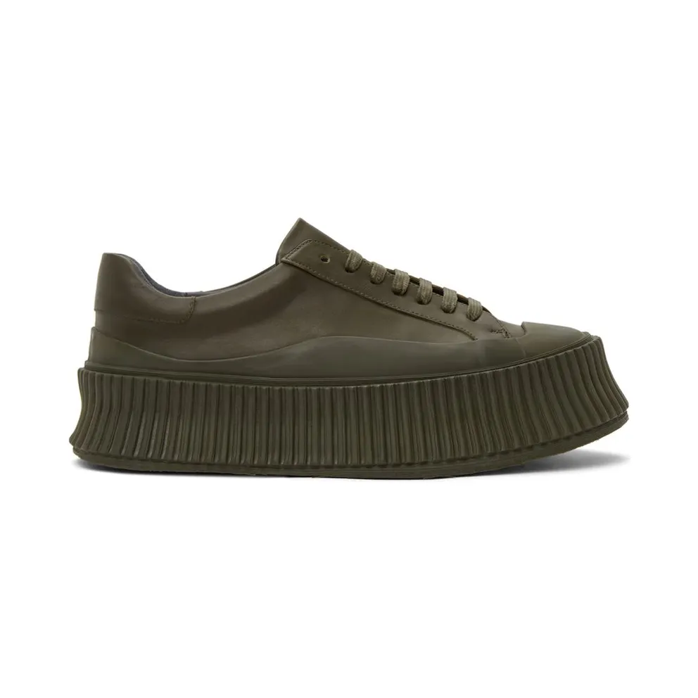 Jil Sander Khaki Leather Platform Sneakers (JS32108A_13032)