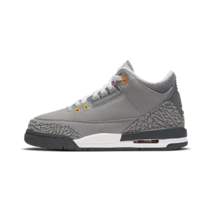 Air Jordan 3 Retro Cool Grey (GS) “Silver / Light Graphite / Orange Peel / Sport Red” (398614-012)