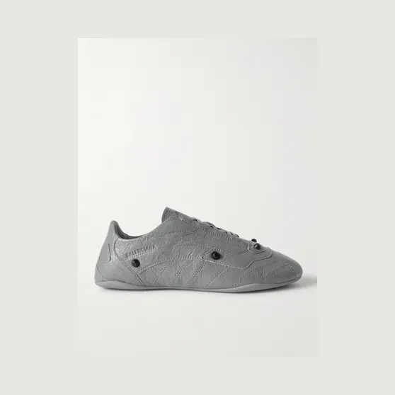 Balenciaga City Studded Cracked Leather Sneakers Gray (856694WZENC)