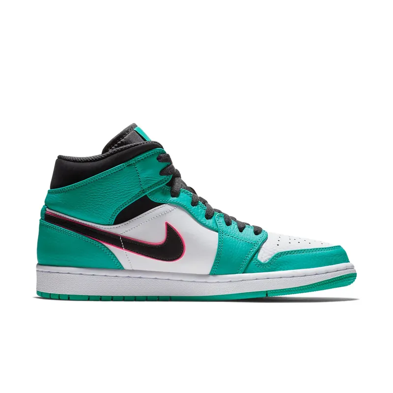 Jordan 1 Mid South Beach Turbo Green/Black-Hyper Pink-Orange Peel (852542-306)