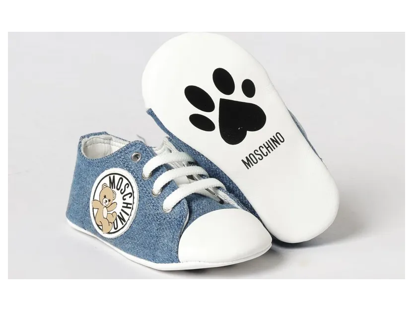 Moschino Cotton Denim and Leather Sneakers Blue (8289301)