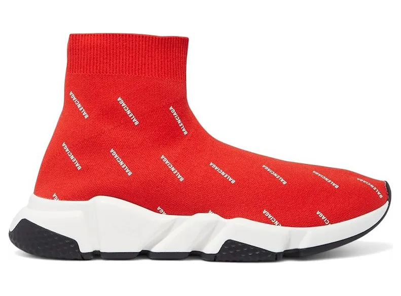 Balenciaga Speed Trainer Logo Print Red White (530360 W0650 6577)