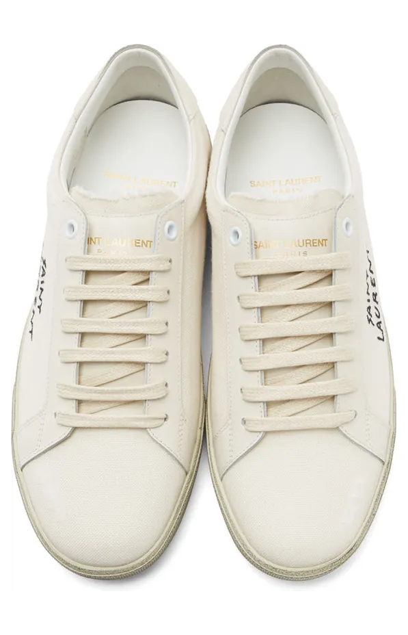 Saint Laurent Off-White Worn-Look Court Classic SL/06 Sneakers (611106GUP10) (5)
