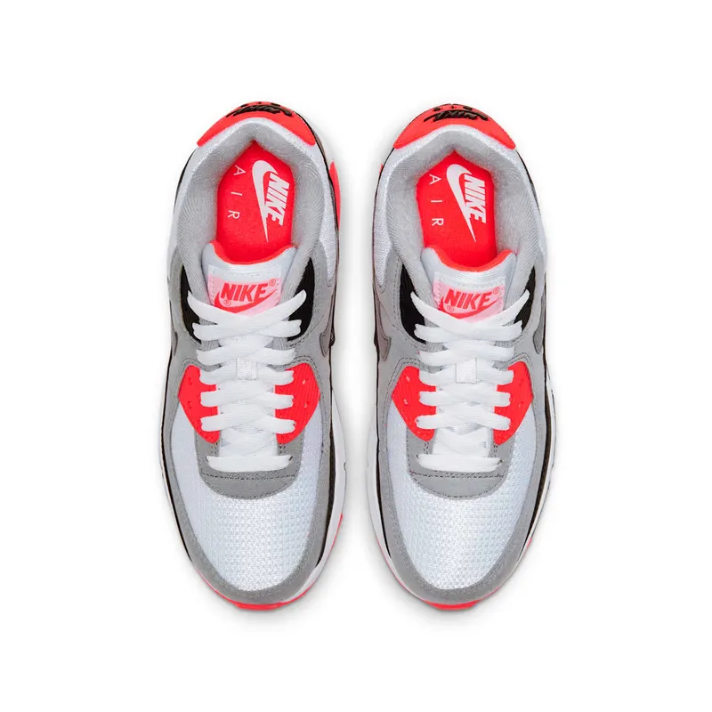 Nike Air Max 90 Infrared 2020 (GS) White/Black-Cool Grey-Radiant Red (DC8334-100)