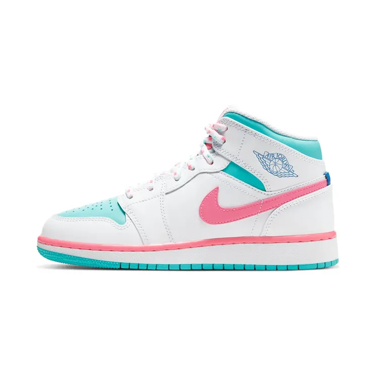 Air Jordan 1 Mid GS “White / Aurora Green / Soar / Digital Pink” (555112-102)