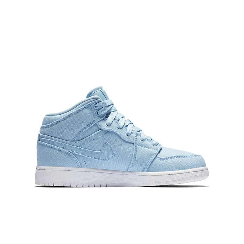 Jordan 1 Mid Canvas Ice Blue (GS) Ice Blue/Ice Blue-White (554725-425)