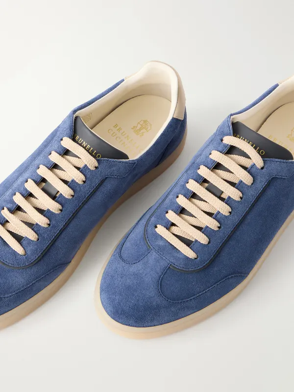 Brunello Cucinelli Coda di Rondine Suede Sneakers Navy (MZUMGLJ336) (5)