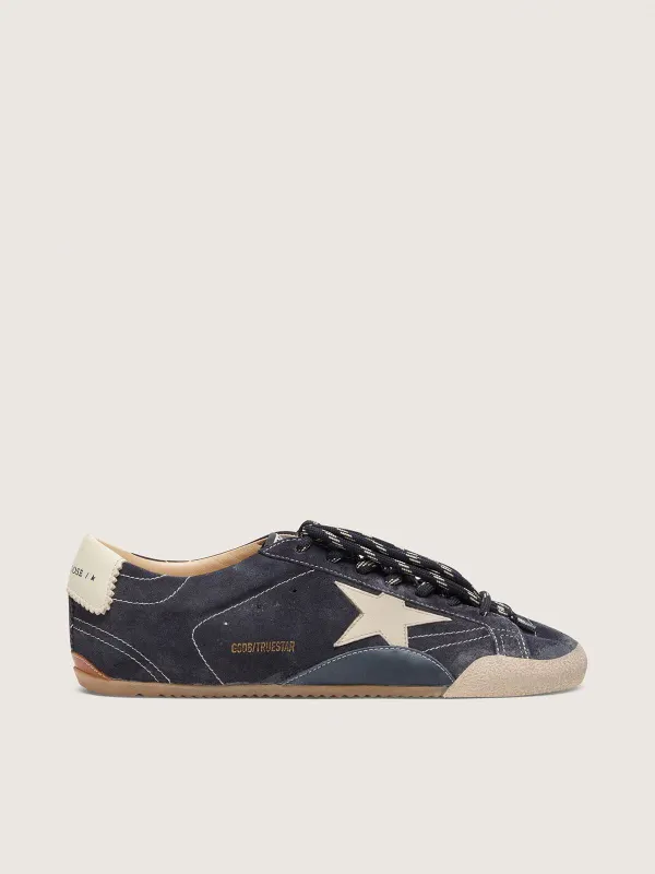 Golden Goose True-Star In Dark Blue Suede With White Nappa Leather Star And Heel Tab (GMF00922.F008370.51103)