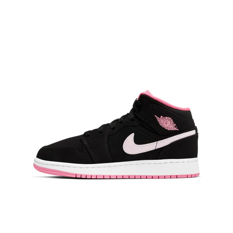 Jordan 1 Mid Black Digital Pink (GS) Black/Digital Pink-White-Pink Foam (555112-066)