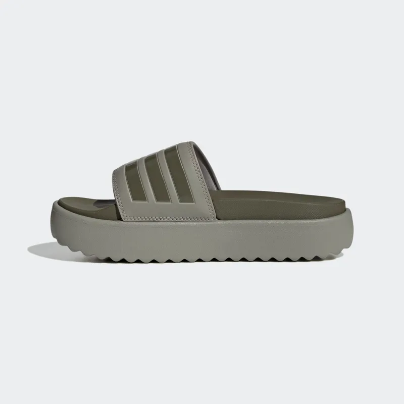 adidas Adilette Platform Slides Silver Pebble Olive Strata (HQ6180)