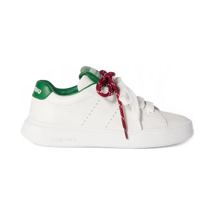 Miu Leather Sneakers White Green Double Lace (5E387E-3L48-F0A8Z)
