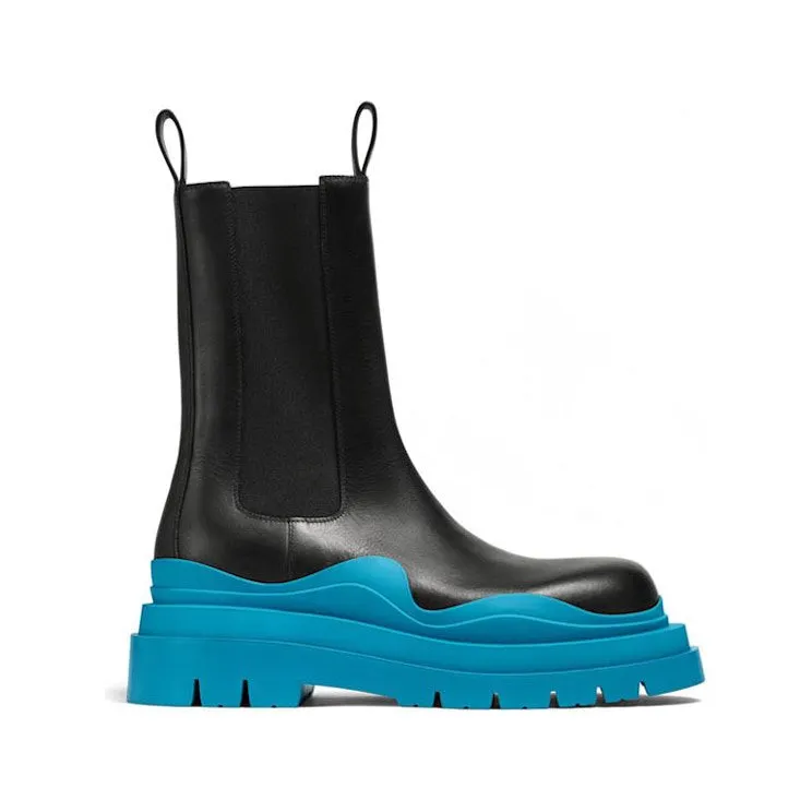 Bottega Veneta Tire Boot High Black Amalfi Blue (630284VBS501438)