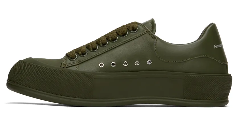 Alexander McQueen Khaki Deck Plimsoll Sneakers (667817WIAGC) (3)
