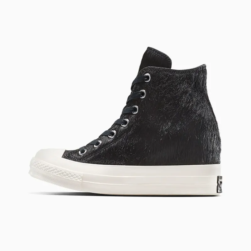Converse Chuck 70 Wedge Platform Luxe Pony Hair Black/Black/Egret (A12561C)