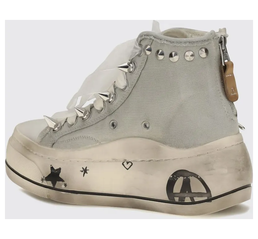 R13 Kurt Bicolor Canvas High-Top Platform Sneakers with Back Zip White (R13S5029S269W) (2)