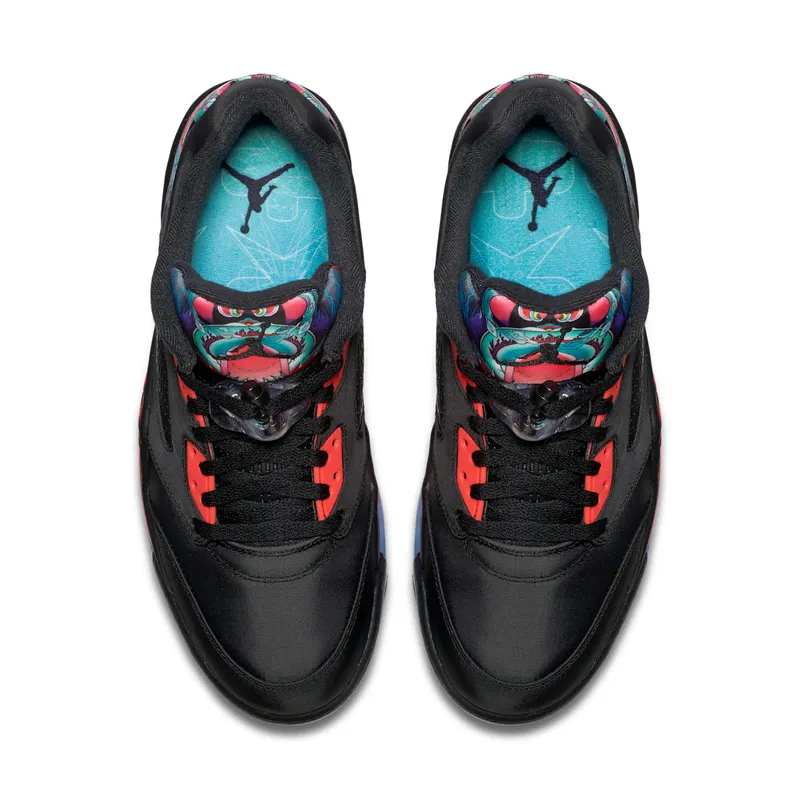 Jordan 5 Retro Low Chinese New Year Black/Bright Crimson-Beta Blue-Black (840475-060)