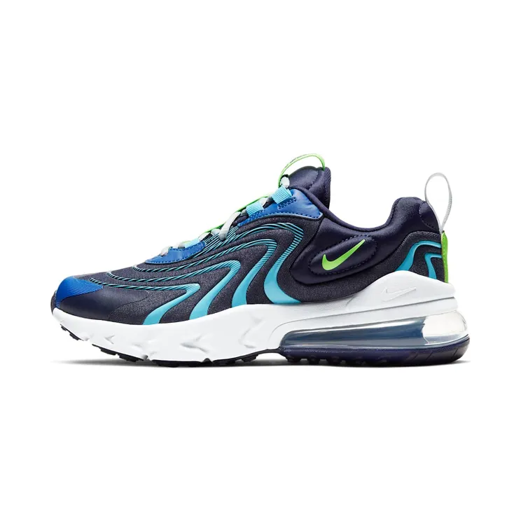 Nike Air Max 270 React Eng “Blackened Blue / Pure Platinum / Team Royal / Green Strike” (CD6870-400)