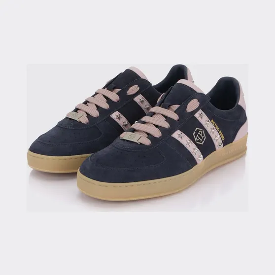 Philipp plein Retro Rebel Suede Sneakers with Applied Stars Blue (SAFSUSC0911PLE009N14)