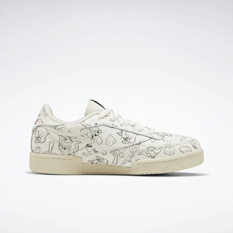 Reebok Club C Tom & Jerry All-Over (GS) Chalk/Paper White-Excellent Red (Other Brands Other)