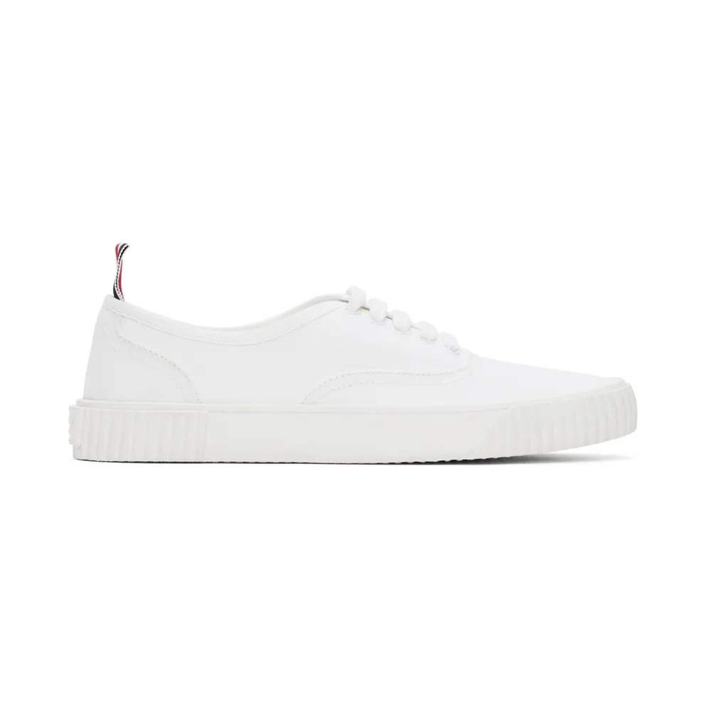 Thom Browne White Canvas Vulcanized Sneakers (MFD201A-01588)