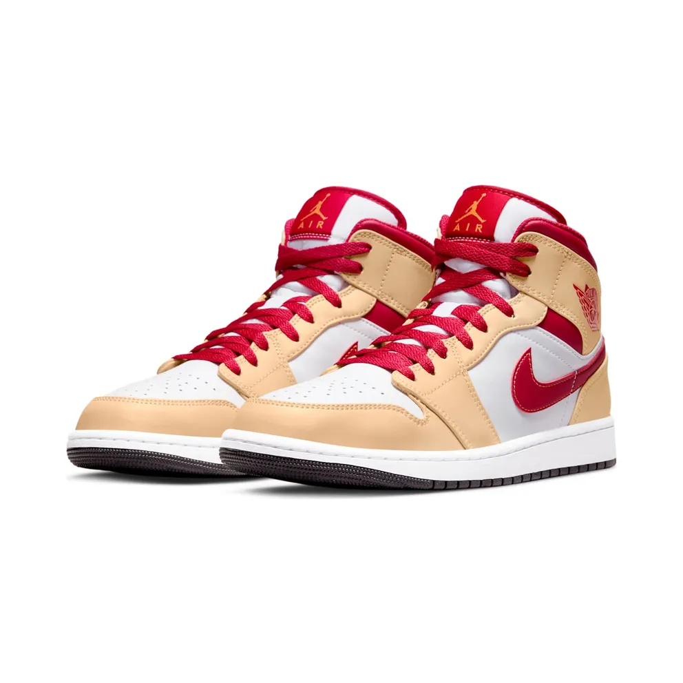 Air Jordan 1 Mid Beige White Red (554724-201)