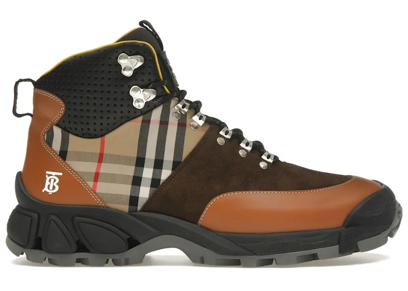 Burberry Vintage Check Tor Boots Beige Brown Black (8018253)