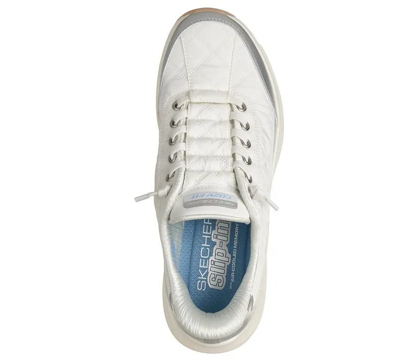 Skechers Slip-ins: Contour Foam – Metallic Dream Sneaker White/Silver