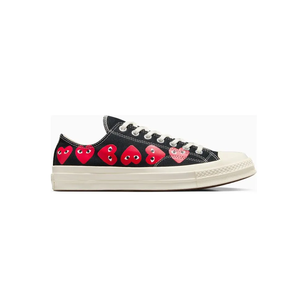 Converse x Comme des Garçons PLAY Chuck 70 Multi Heart Black/High Risk Red/Egret (A08149C)