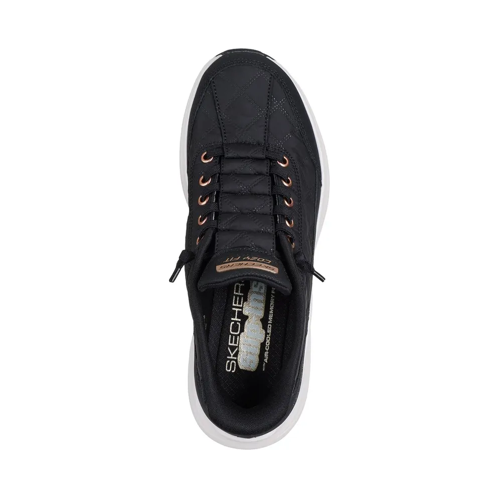Skechers Slip-ins: Contour Foam – Cozy Fit Golden Hour Sneaker Black/Roos Gold