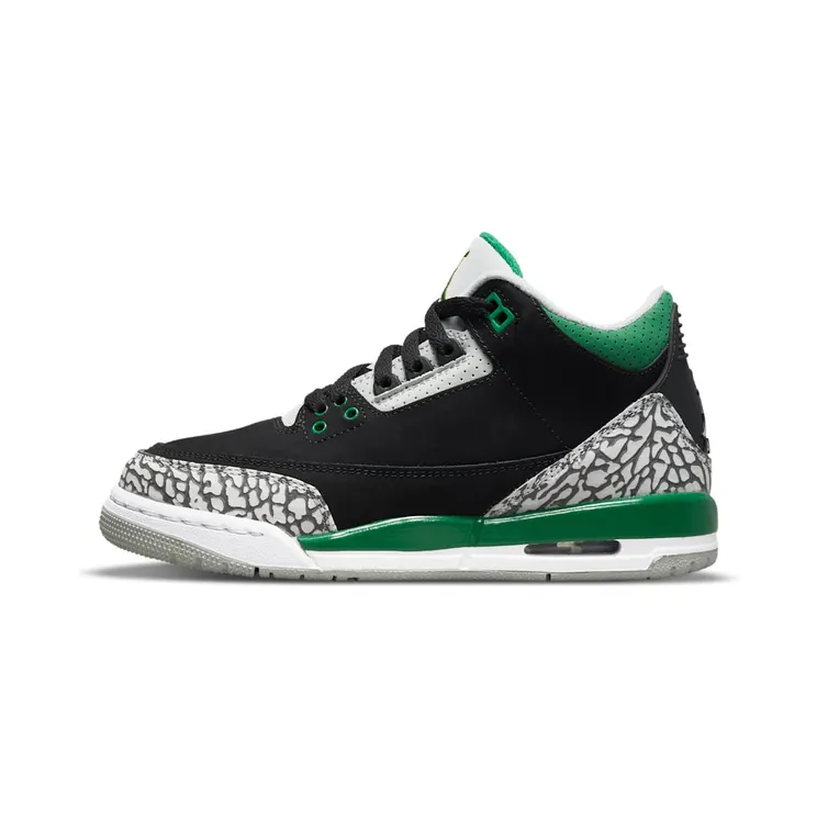 Air Jordan 3 Retro Pine Green (GS) “Black / Silver / White / Pine Green” (398614-030)