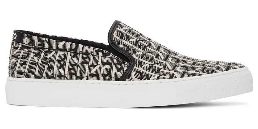 Kenzo Black & White K-Skate Monogram Sneakers (FC55SN187F90)