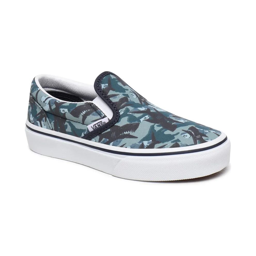 VANS Animal Camo Classic Slip-on Kids’ Shoes (Blue)