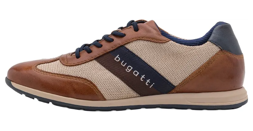 Bugatti sneaker Crème / Navy / Cognac / Donkerbruin (311-A9Q05-4169-6352)