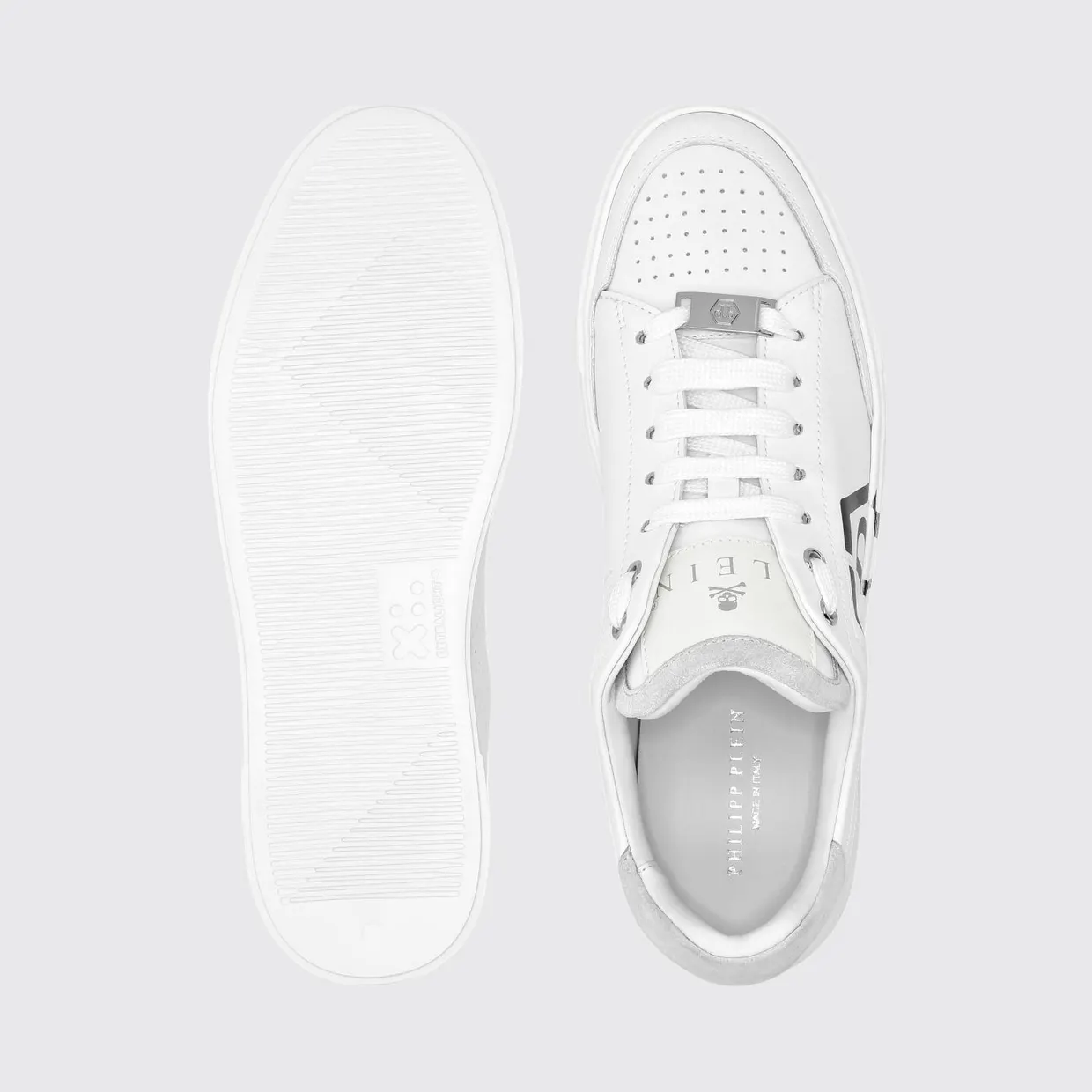 Philipp plein Monogram Calf Leather Low-Top Sneakers with Hexagon Logo White (UAESMSC4062PLE005N0102) (4)