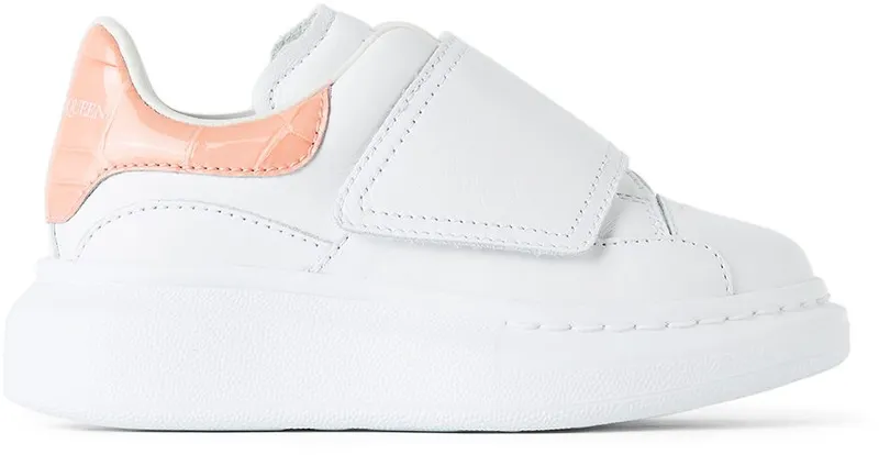 Alexander McQueen Kids White & Pink Croc Tab Velcro Oversized 9414 White/Pastel Pi (587693 WIAH3)