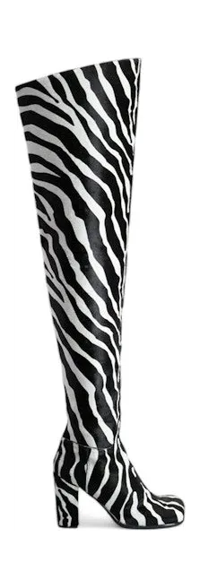 Bottega Veneta Storm Thigh High Boots White Black (677279 V1BI0 1051)