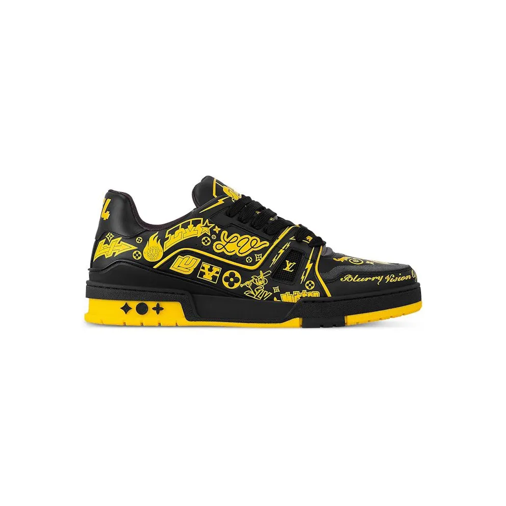 Louis Vuitton LV Trainer Black Yellow Graffiti (1ACEJX)