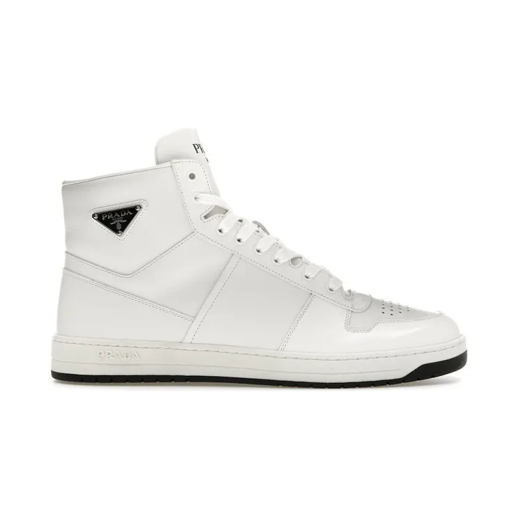Prada Downtown High Top Sneakers Leather White Black (2TE183_3LJ6_F0964)