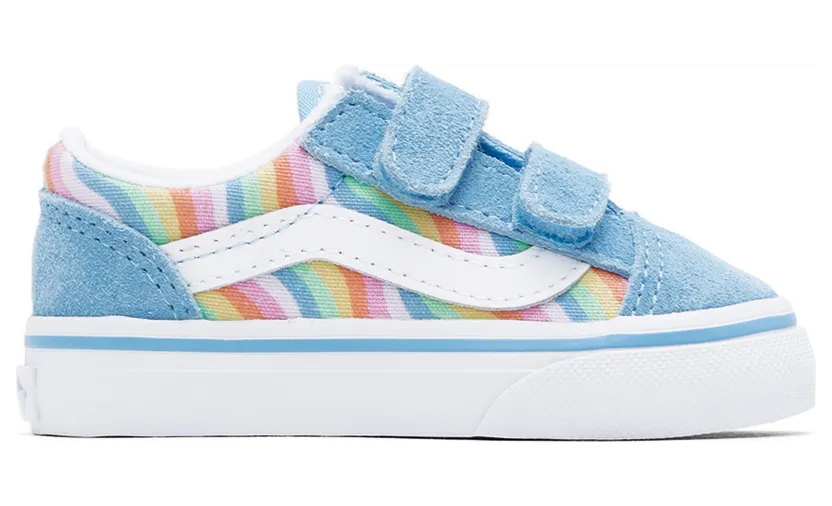 Vans Baby Blue Wavy Rainbow Old Skool V Sneakers (VN000D3YAC21)