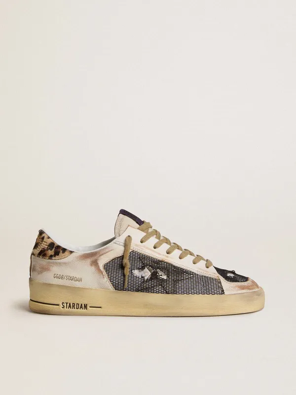 Golden Goose Stardan In Nappa And Mesh With Leopard-Print Pony Skin Heel Tab (GMF00370.F007937.83187)