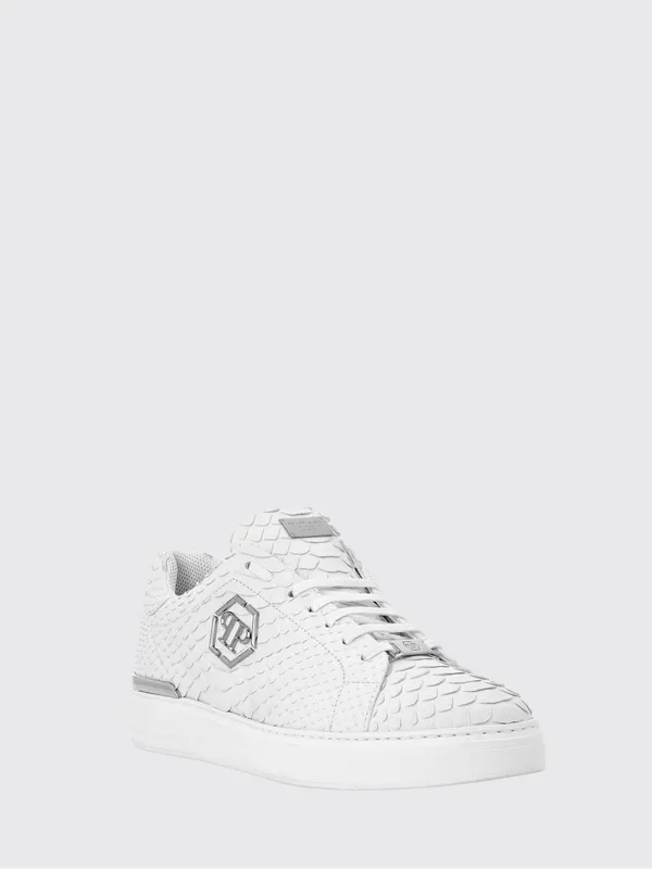 Philipp plein Python Print Leather Sneakers with Hexagon White (FAASMSC3155PLE029P01)