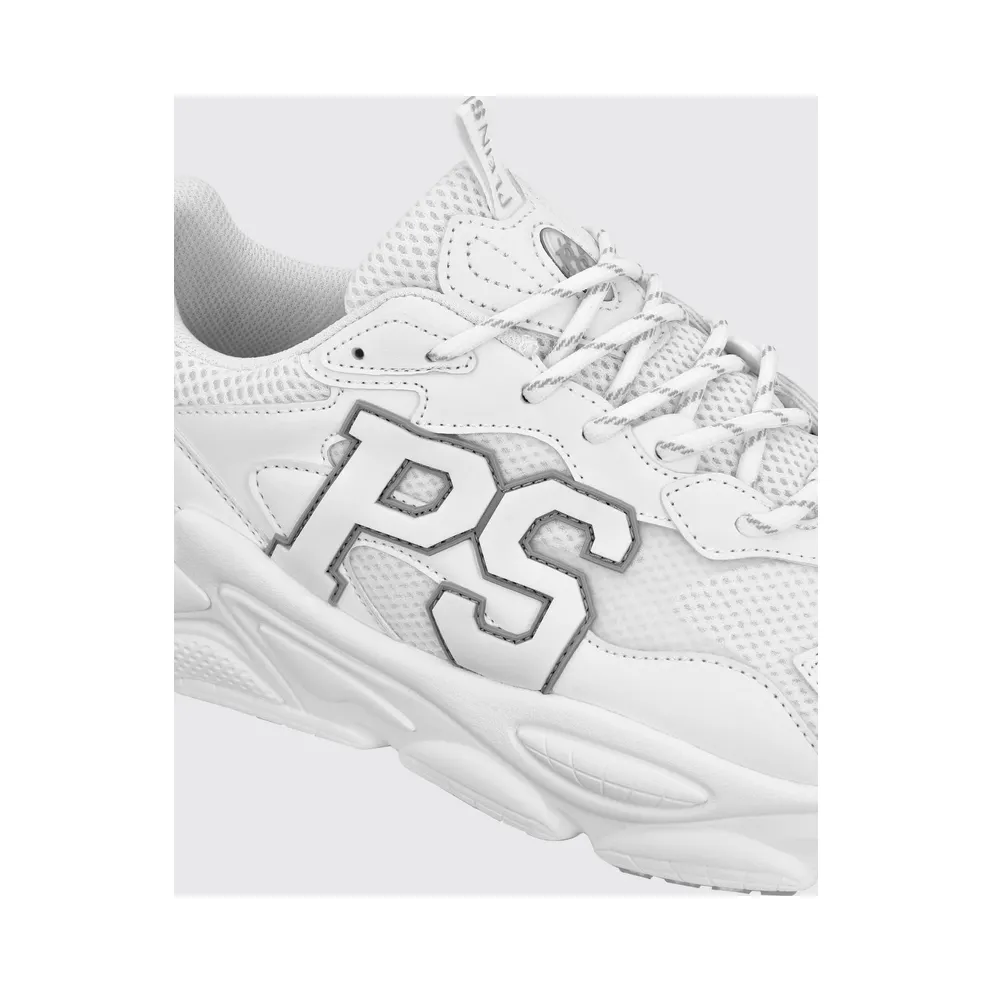 Plein Sport Low-Top in Leather and Mesh with Contrast Monogram White (SADSUSC0611STE003N0101)