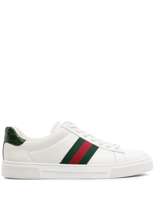Gucci Ace Striped Reptile-effect “White” (757943 AACAG 9055)