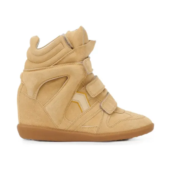 ISABEL MARANT Bekett suède sneakers met sleehak – Beige (BK0010FAC1E02S)