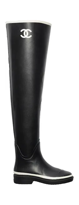 Chanel Thigh High Rubber Rain Boots Black (G39625 X56326 K5255)