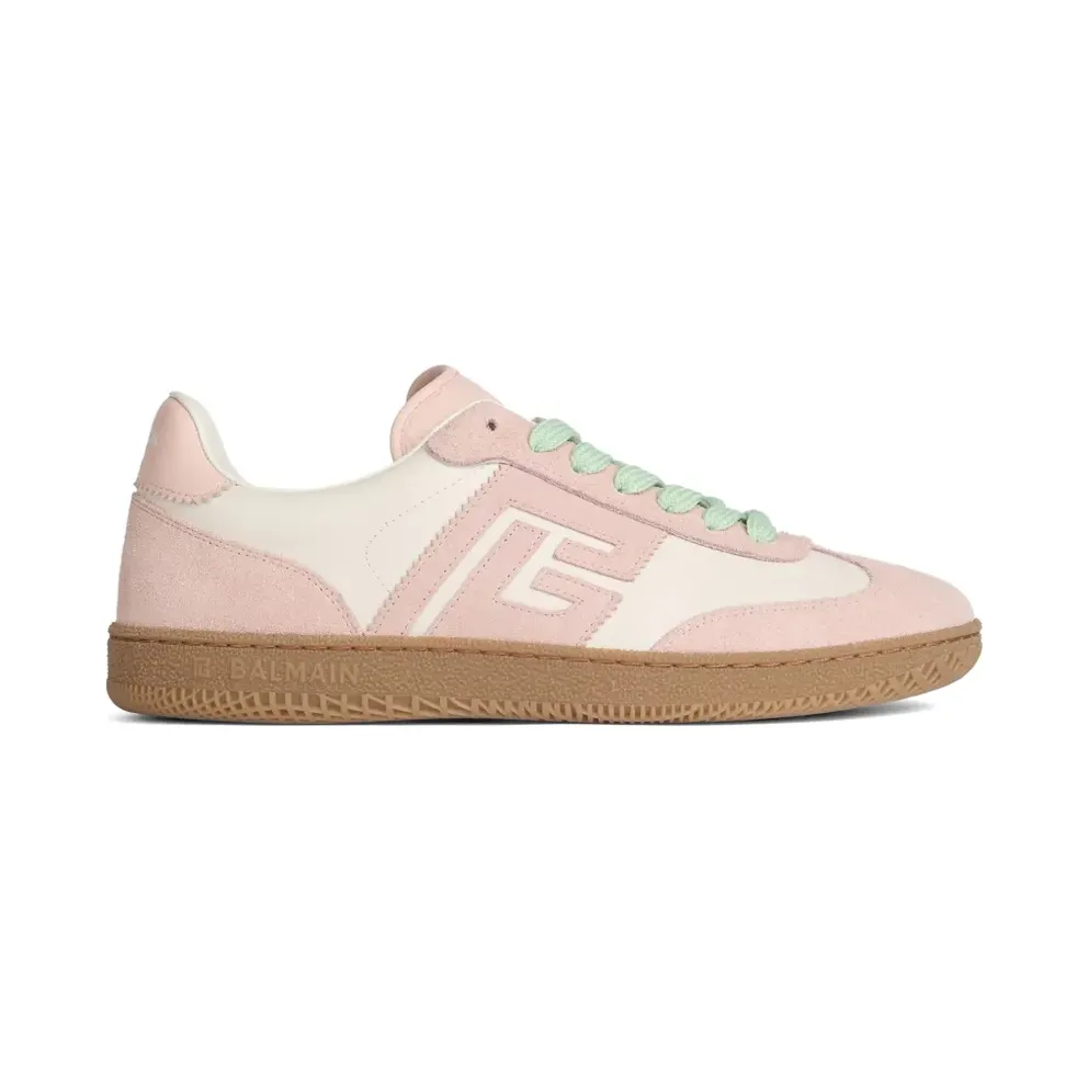 Balmain Swan aus Glatt- und Wildleder – Nude (HN1VI735LGCT)