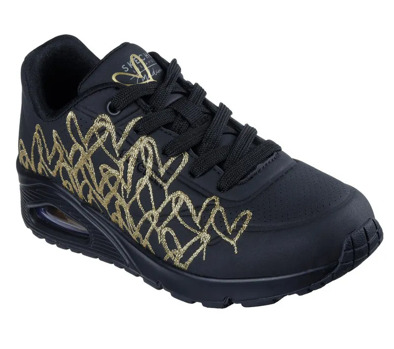 Skechers JGoldcrown: UNO – Golden Heart Sneaker Black/Gold